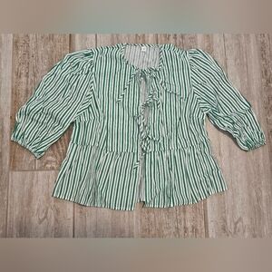 Green Striped Women's Top